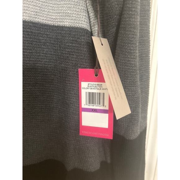 VINCE CAMUTO NWT Waffle Stitched Color Block Sweater Cream/Gray Size XXL - Picture 6 of 8